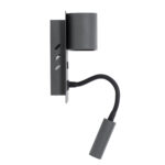 GLOBOSTAR® IBIS 61369 Μοντέρνο Φωτιστικό Τοίχου - Απλίκα Ξενοδοχείου Reading Light με Φορτιστή USB 3A LED 10W 1100lm 36° & 360° AC 220-240V IP20 Φυσικό Λευκό 4500K - Bridgelux COB Chip & TÜV SÜD Driver - Γκρι Ανθρακί Ματ - Μ10 x Π6.1 x Υ18cm - 3 Χρόνια Εγγύηση - Image 5
