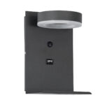 GLOBOSTAR® CROWN 61372 Μοντέρνο Φωτιστικό Τοίχου - Απλίκα Ξενοδοχείου Reading Light με Φορτιστή USB 3A LED 5W 550lm 120° AC 220-240V IP20 Φυσικό Λευκό 4500K - Bridgelux COB Chip & TÜV SÜD Driver - Γκρι Ανθρακί Ματ - Μ15 x Π15 x Υ23cm - 3 Χρόνια Εγγύηση - Image 3