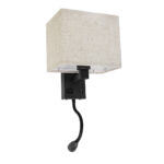 GLOBOSTAR® ROULETTE-S 61382 Μοντέρνο Φωτιστικό Τοίχου - Απλίκα Ξενοδοχείου Reading Light με Φορτιστή USB 3A & Ντουί 1 x E27 LED 3W 360lm 36° & 360° AC 220-240V IP20 Φυσικό Λευκό 4500K - Bridgelux COB Chip & TÜV SÜD Driver - Μαύρο & Μπεζ - Μ17 x Π20 x Υ37cm - Σετ 2 Τεμαχίων - 3 Χρόνια Εγγύηση - Image 4