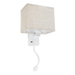 GLOBOSTAR® ROULETTE-S 61383 Μοντέρνο Φωτιστικό Τοίχου - Απλίκα Ξενοδοχείου Reading Light με Φορτιστή USB 3A & Ντουί 1 x E27 LED 3W 360lm 36° & 360° AC 220-240V IP20 Φυσικό Λευκό 4500K - Bridgelux COB Chip & TÜV SÜD Driver - Λευκό & Μπεζ - Μ17 x Π20 x Υ37cm - Σετ 2 Τεμαχίων - 3 Χρόνια Εγγύηση - Image 4