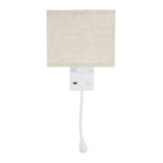 GLOBOSTAR® ROULETTE-S 61383 Μοντέρνο Φωτιστικό Τοίχου - Απλίκα Ξενοδοχείου Reading Light με Φορτιστή USB 3A & Ντουί 1 x E27 LED 3W 360lm 36° & 360° AC 220-240V IP20 Φυσικό Λευκό 4500K - Bridgelux COB Chip & TÜV SÜD Driver - Λευκό & Μπεζ - Μ17 x Π20 x Υ37cm - Σετ 2 Τεμαχίων - 3 Χρόνια Εγγύηση - Image 5