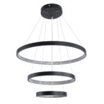 GLOBOSTAR® DIAMOND TRIO 61523 Μοντέρνο Κρεμαστό Φωτιστικό Οροφής LED 100W 11200lm 360° AC 220-240V IP20 Ρυθμιζόμενο Λευκό CCT με Χειριστήριο από 2700K έως 6000K Dimmable - Lumileds SMD Chip - Μαύρο Ματ - Μ90 x Π90 x Υ90cm - 3 Χρόνια Εγγύηση - Image 2