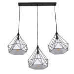 GLOBOSTAR® EIFFEL 61569 Vintage Κρεμαστό Φωτιστικό Οροφής με Ντουί 3 x E27 AC 220-240V IP20 - Μαύρο & Λευκό - Μ68 x Π25 x Υ130cm - Image 5