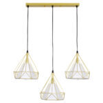 GLOBOSTAR® EIFFEL 61571 Vintage Κρεμαστό Φωτιστικό Οροφής με Ντουί 3 x E27 AC 220-240V IP20 - Χρυσό & Λευκό - Μ68 x Π25 x Υ130cm - Image 4