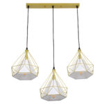 GLOBOSTAR® EIFFEL 61571 Vintage Κρεμαστό Φωτιστικό Οροφής με Ντουί 3 x E27 AC 220-240V IP20 - Χρυσό & Λευκό - Μ68 x Π25 x Υ130cm - Image 5