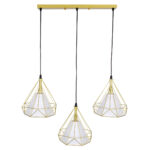 GLOBOSTAR® EIFFEL 61571 Vintage Κρεμαστό Φωτιστικό Οροφής με Ντουί 3 x E27 AC 220-240V IP20 - Χρυσό & Λευκό - Μ68 x Π25 x Υ130cm - Image 6
