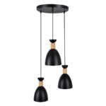 GLOBOSTAR® AVA 61572 Μοντέρνο Κρεμαστό Φωτιστικό Οροφής με Ντουί 3 x E27 AC 220-240V IP20 - Μαύρο & Μπεζ - Μ35 x Π35 x Υ130cm - Image 3