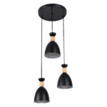 GLOBOSTAR® AVA 61572 Μοντέρνο Κρεμαστό Φωτιστικό Οροφής με Ντουί 3 x E27 AC 220-240V IP20 - Μαύρο & Μπεζ - Μ35 x Π35 x Υ130cm - Image 4