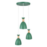 GLOBOSTAR® AVA 61575 Μοντέρνο Κρεμαστό Φωτιστικό Οροφής με Ντουί 3 x E27 AC 220-240V IP20 - Πράσινο & Μπεζ - Μ35 x Π35 x Υ130cm - Image 3
