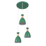 GLOBOSTAR® AVA 61575 Μοντέρνο Κρεμαστό Φωτιστικό Οροφής με Ντουί 3 x E27 AC 220-240V IP20 - Πράσινο & Μπεζ - Μ35 x Π35 x Υ130cm - Image 4