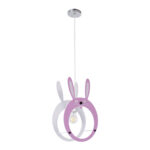 GLOBOSTAR® BUNNY 61577 Παιδικό Κρεμαστό Φωτιστικό Οροφής με Ντουί 1 x E27 AC 220-240V IP20 - Ροζ & Λευκό - Μ27.2 x Π15.5 x Υ40cm - Image 4