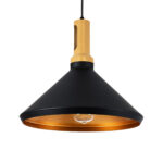 GLOBOSTAR® CALYPSO 01334-A Μοντέρνο Κρεμαστό Φωτιστικό Οροφής με Ντουί 1 x E27 AC 220-240V IP20 - Μαύρο & Μπρούτζινο - Μ36 x Π36 x Υ30cm - Image 2