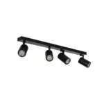 kelvo® SPOTA KLV-101-0140 Κινούμενο Φωτιστικό Σποτ Οροφής για 4 Λάμπες MR16 με Ντουί GU10 AC 220-240V IP20 - Μαύρο Ματ - Μ64 x Π6 x Υ14cm - Image 3