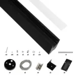 GLOBOSTAR® ALP-LINEAR LUMILINE 61764-3M Επιφανειακό / Κρεμαστό / Επιτοίχιο Προφίλ Αλουμινίου με Λευκό Γαλακτερό Πατητό Κάλυμμα για Ταινίες LED IP20 - Μαύρο Ματ - Μ300 x Π3.5 x Υ7cm - Image 3