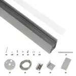 GLOBOSTAR® ALP-LINEAR LUMILINE 61765-3M Επιφανειακό / Κρεμαστό / Επιτοίχιο Προφίλ Αλουμινίου με Λευκό Γαλακτερό Πατητό Κάλυμμα για Ταινίες LED IP20 - Γκρι Ανθρακί Ματ - Μ300 x Π3.5 x Υ7cm - Image 3