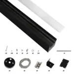 GLOBOSTAR® ALP-LINEAR BRIGHTRAIL 61775-3M Επιφανειακό / Κρεμαστό / Επιτοίχιο Προφίλ Αλουμινίου με Λευκό Γαλακτερό Πατητό Κάλυμμα για Ταινίες LED IP20 - Μαύρο Ματ - Μ300 x Π5 x Υ7.5cm - Image 3