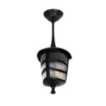 GLOBOSTAR® ZARDIN 203-0204 Vintage Φωτιστικό Οροφής με Ντουί 1 x E27 AC 220-240V IP44 - Μαύρο - Μ17 x Π17 x Υ42cm - Image 2