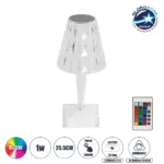 GLOBOSTAR® CRYSTAL 62042 Μοντέρνο Επιτραπέζιο Φωτιστικό Πορτατίφ LED 1W 100lm 360° DC 5V USB-C με Επαναφορτιζόμενη Μπαταρία Li-ion 3.7V 1600mAh IP44 Πολύχρωμο RGBW με Χειριστήριο Dimmable - Sanan SMD Chip - Διάφανο - Μ11.5 x Π11.5 x Υ25.5cm - 3 Χρόνια Εγγύηση