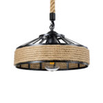 GLOBOSTAR® SAHARA 01146 Boho Κρεμαστό Φωτιστικό Οροφής με Ντουί 1 x E27 AC 220-240V IP20 - Μπεζ & Μαύρο - Μ31 x Π31 x Υ14cm - Image 2