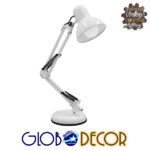GLOBOSTAR® DESK 01539 Μοντέρνο Επιτραπέζιο Φωτιστικό Πορτατίφ με Ντουί 1 x E27 AC 220-240V IP20 - Λευκό - Μ15 x Π15 x Υ67cm
