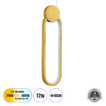 GLOBOSTAR® ILDI 61090 Μοντέρνο Κρεμαστό Φωτιστικό Οροφής LED 12W 1440lm 300° AC 220-240V IP20 Ρυθμιζόμενο Λευκό CCT με On/Off 2700K/4500K/6000K - Lumileds SMD Chip - Χρυσό Βούρτσας - Μ10 x Π2.3 x Υ38cm - 3 Χρόνια Εγγύηση - Image 2