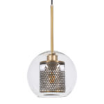 GLOBOSTAR® AVERY 00739 Μοντέρνο Κρεμαστό Φωτιστικό Οροφής με Ντουί 1 x E27 AC 220-240V IP20 - Διάφανο & Χρυσό - Μ18 x Π18 x Υ38cm - Image 2