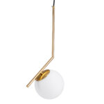 GLOBOSTAR® MONROE 00958 Μοντέρνο Κρεμαστό Φωτιστικό Οροφής με Ντουί 1 x E27 AC 220-240V IP20 - Χρυσό & Λευκό - Μ15 x Π15 x Υ49cm - Image 2