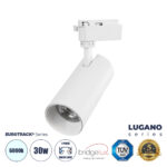 GloboStar® LUGANO 60812 Μονοφασικό Φωτιστικό Σποτ Ράγας LED 30W 3900lm 36° Acrylic HQ LENS AC 220-240V IP20 Φ7.5 x Υ22.7cm Ψυχρό Λευκό 6000K - EUROTRACK® System 1L+1N - Λευκό - Bridgelux Chip - TÜV Certified Driver - 5 Χρόνια Εγγύηση - Image 2