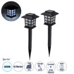 GloboStar® 69928 ΣΕΤ 2 Τεμαχίων Αυτόνομα Ηλιακά Φωτιστικά LED SMD 0.24W/Τεμ. 24lm/Τεμ. με Ενσωματωμένη Μπαταρία 600mAh - Φωτοβολταϊκό Πάνελ με Αισθητήρα Ημέρας-Νύχτας Αδιάβροχο IP65 Φανάρι Κήπου Τετράγωνο Ψυχρό Λευκό 6000K Μ8.5 x Π8.5 x Υ26.5cm - Image 2