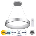 GLOBOSTAR® SALEM 61246 Μοντέρνο Κρεμαστό Φωτιστικό Οροφής LED 105W 12075lm 120° AC 220-240V IP20 Ρυθμιζόμενο Λευκό CCT με Χειριστήριο από 2700K έως 6000K Dimmable - Lumileds SMD Chip - Γκρι - Μ60 x Π60 x Υ6cm - 3 Χρόνια Εγγύηση - Image 2