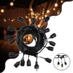 GloboStar® 78983 WIRE GARLAND Καλωδιογιρλάντα PVC 10 Μέτρων με 15 Ντουί E27 με Πρίζα Schuko Επεκτεινόμενη Αδιάβροχη IP65 - Image 2