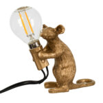 GLOBOSTAR® MOUSE 00680 Vintage Επιτραπέζιο Φωτιστικό Πορτατίφ με Ντουί 1 x E12 AC 220-240V IP20 - Χρυσό - Μ12 x Π4 x Υ10cm - Image 2