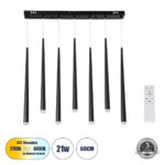 GLOBOSTAR® TEARS 61311 Μοντέρνο Κρεμαστό Φωτιστικό Οροφής LED 21W 2310lm 180° AC 220-240V IP20 Ρυθμιζόμενο Λευκό CCT με Χειριστήριο από 2700K έως 6000K Dimmable - Lumileds SMD Chip - Μαύρο Ματ - Μ70 x Π3.2 x Υ60cm - 3 Χρόνια Εγγύηση - Image 2