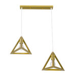 GLOBOSTAR® TRIANGLE 00615 Μοντέρνο Κρεμαστό Φωτιστικό Οροφής με Ντουί 2 x E27 AC 220-240V IP20 - Χρυσό - Μ60 x Π22 x Y130cm - Image 2