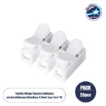 GloboStar® FAST-CONNECT 69906 Τριπλή Κλέμα Ταχείας Σύνδεσης & Διακλάδωσης Καλωδίων - 3 x Είσοδοι & 3 x Έξοδοι με Συμβατή Διατομή Καλωδίων 0.2mm² έως 1mm² - 250V 2A Max - Μ2 x Π2.7 x Υ1.9cm - Λευκό - Πακέτο 20 Τεμαχίων - 5 Years Warranty