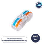 GLOBOSTAR® FAST-CONNECT 69907 Διπλή Κλέμα Ταχείας Σύνδεσης & Διακλάδωσης Καλωδίων - 2 x Είσοδοι & 2 x Έξοδοι με Συμβατή Διατομή Καλωδίων 0.08mm² έως 2.5mm² - 250V/4KV 32A Max IP20 - Διάφανο με Πορτοκαλί & Μπλε - Μ2 x Π4 x Υ1.5cm - Πακέτο 5 Τεμαχίων