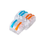GloboStar® FAST-CONNECT 69909 Διπλή σε Τετραπλή Κλέμα Ταχείας Σύνδεσης & Διακλάδωσης Καλωδίων - 2 x Είσοδοι & 4 x Έξοδοι με Συμβατή Διατομή Καλωδίων 0.08mm² έως 2.5mm² - 250V/4KV 32A Max - Μ2.6 x Π4 x Υ1.5cm - Διάφανο με Πορτοκαλί & Μπλε - Πακέτο 5 Τεμαχίων - 5 Years Warranty - Image 3