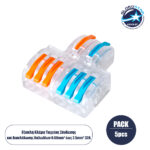 GloboStar® FAST-CONNECT 69910 Διπλή σε Εξαπλή Κλέμα Ταχείας Σύνδεσης & Διακλάδωσης Καλωδίων - 2 x Είσοδοι & 6 x Έξοδοι με Συμβατή Διατομή Καλωδίων 0.08mm² έως 2.5mm² - 250V/4KV 32A Max - Μ3.6 x Π4 x Υ1.5cm - Διάφανο με Πορτοκαλί & Μπλε - Πακέτο 5 Τεμαχίων - 5 Years Warranty