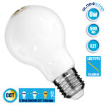GLOBOSTAR® GLOBE 99242 Λάμπα E27 A60 LED 6W 560lm 360° AC 220-240V IP20 Ρυθμιζόμενο Λευκό CCT με On/Off 2700K/4500K/6000K - Filament Chip - Μ6 x Π6 x Υ11cm - 3 Χρόνια Εγγύηση