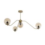 GLOBOSTAR® SUNRAY 201-0110 Vintage Φωτιστικό Οροφής με Ντουί 4 x E27 AC 220-240V IP20 - Χρυσό & Μελί - Μ100 x Π100 x Υ26cm - Image 2