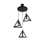 GLOBOSTAR® TRIANGLE 203-0162 Μοντέρνο Κρεμαστό Φωτιστικό Οροφής με Ντουί 3 x E27 AC 220-240V IP20 - Μάυρο & Χάλκινο - Μ67 x Π67 x Υ50cm - Image 2