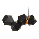 GLOBOSTAR® WELLES REPLICA 00796 Μοντέρνο Κρεμαστό Φωτιστικό Οροφής με Ντουί 4 x E14 AC 220-240V IP20 - Μαύρο & Χρυσό - Μ68 x Π32 x Υ30cm - Image 2