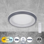 GLOBOSTAR® MELINA 61042 Μοντέρνο Φωτιστικό Οροφής LED 55W 6376lm 120° AC 220-240V IP20 Ρυθμιζόμενο Λευκό CCT με Χειριστήριο από 2700K έως 6000K Dimmable - Lumileds SMD Chip - Γκρι - Μ48 x Π48 x Υ9cm - 3 Χρόνια Εγγύηση - Image 2