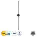 GLOBOSTAR® DIADEM 61333 Μοντέρνο Φωτιστικό Τοίχου - Απλίκα LED 18W 2160lm 120° AC 220-240V IP20 Ρυθμιζόμενο Λευκό CCT με On/Off 2700K/4500K/6000K - Lumileds SMD Chip - Μαύρο Ματ - Μ10 x Π4 x Υ120cm - 3 Χρόνια Εγγύηση - Image 2