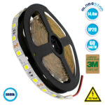 GLOBOSTAR® LUMAR 70020 Ταινία LED 14.4W/m 1440lm/m 120° DC 12V IP20 60 x SMD5050 Chip/m Ψυχρό Λευκό 6000K Dimmable - Sanan SMD Chip - Μ500 x Π1 x Υ0.2cm - Ρολό 5 Μέτρων - 5 Χρόνια Εγγύηση
