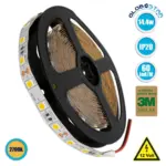 GLOBOSTAR® LUMAR 70022 Ταινία LED 14.4W/m 1296lm/m 120° DC 12V IP20 60 x SMD5050 Chip/m Θερμό Λευκό 2700K Dimmable - Sanan SMD Chip - Μ500 x Π1 x Υ0.2cm - Ρολό 5 Μέτρων - 5 Χρόνια Εγγύηση