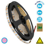 GLOBOSTAR® LUXA 70237 Ταινία LED 8W/m 640lm/m 120° DC 24V IP20 120 x SMD2835 Chip/m Ροζ Dimmable - Sanan SMD Chip - Μ500 x Π0.8 x Υ0.2cm - Ρολό 5 Μέτρων - 5 Χρόνια Εγγύηση