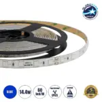 GLOBOSTAR® LUMAR 70326 Ταινία LED 14.4W/m 936lm/m 120° DC 24V Αδιάβροχη IP65 60 x SMD5050 Chip/m Μπλε Dimmable - Sanan SMD Chip - Μ500 x Π1 x Υ0.3cm - Ρολό 5 Μέτρων - 5 Χρόνια Εγγύηση