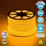 GLOBOSTAR® EPIWIDE 70513 Ταινία LED 24W/m 2040lm/m 120° DC 220-240V Αδιάβροχη IP65 180 x SMD2835 Chip/m Ultra Θερμό Λευκό 2200K Dimmable - Epistar SMD Chip - M100 x Π1.6 x Υ0.7cm - 3 Χρόνια Εγγύηση