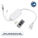 GLOBOSTAR® NEOTUBE-A 70646 Dimmer / Controller με IR Ασύρματο Χειριστήριο 6A 1380W AC 220-240V σε DC 220-240V για έως 100 Μέτρα Neon Flex LED Αδιάβροχο IP44 Dimmable - Λευκό - Μ57 x 5 x Υ3.5cm - 2 Χρόνια Εγγύηση